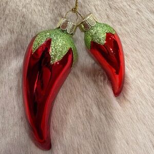 Red and Green Chili Pepper Christmas Ornaments